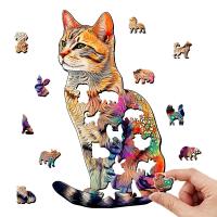 Rompecabezas De Madera En Forma Irregular De Gato De Color Exquisito Caja De Regalo Personalizado De Alta Calidad Para Familia Único Regalo Para Adultos - details 1