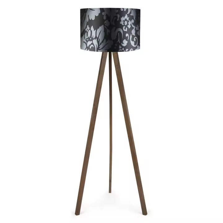 Lámpara de pie WELLHOME con 70% MDF / 30% PVC FABRIC color Negro Marrón Gris - 1