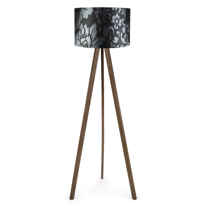 Lámpara de pie WELLHOME con 70% MDF / 30% PVC FABRIC color Negro Marrón Gris - 1