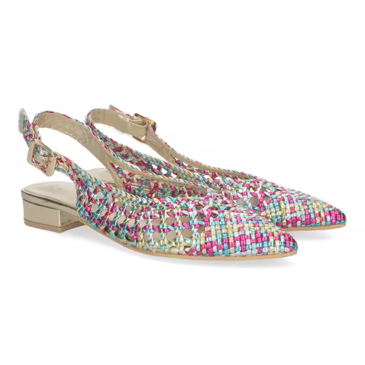 Davinia Shoes Zapato Plano de Mujer, Comodo, Estilo Salon, de Punta Fina, de Material Entrelazado, y Cierre de Hebilla Shoes&Blues.es GZ-2Q2-Multi - 1