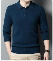 Camisa Polo De Lana Para Hombre Suéter Largo Y Caliente Estilo Casual Multicolor Negocios Otoño E Invierno Nueva Moda - details 4
