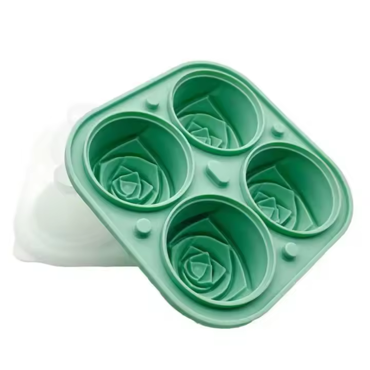 Molde De Hielo En Forma De Rosa 3D Con 4 Agujeros Molde De Silicona Para Cubitos De Hielo Y Balones Herramientas De Cocina Para El Bar - 1