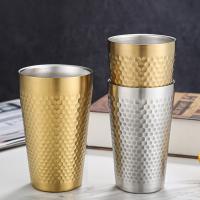 Taza De Cerveza De Acero Inoxidable Con Textura Hamaca Doble Capa Para Bebidas Frías Y Agua Anti-caída Estilo Industrial - details 9