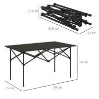 Outsunny Mesa de Camping Plegable de Metal con Tapa Enrollable y Bolsa de Transporte Mesa de Picnic Portátil para Acampar Senderismo Playa Barbacoa 95x55x50 cm Negro - details 2