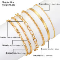 Juego De Máximo 6PCS Cadena De Serpiente Plana Dorada Para Hombres Y Mujeres Joyería De Moda Clásica Vintage Regalo Ideal Para Fiestas Bodas Aniversarios Viajes Uso Diario - details 0