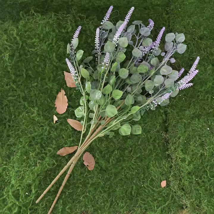Rama De Lavanda Y Eucalipto Artificial Para Decoración De Boda Y Vaso Flor Sintética Para Arreglo Floral DIY - 1