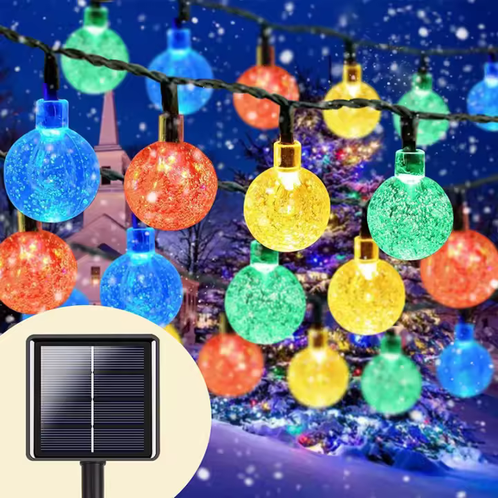 Luces De Hilo De Faeir De Cristal Solar 5M20L Impermeables Para Decoración De Navidad Camping Jardín Fiesta - 1