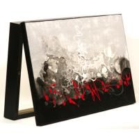 Cuadroexpres - Tapa de Contador Pintada a Mano, Abstracto en Negro y Rojo, Medida 37x22x4 cm (41x26x6 medida exterior) Con tornillos y tacos para colocar en la pared. Moderna, 100% Original, Muy Decorativa. Con Relieve. Fabricada en España - details 0