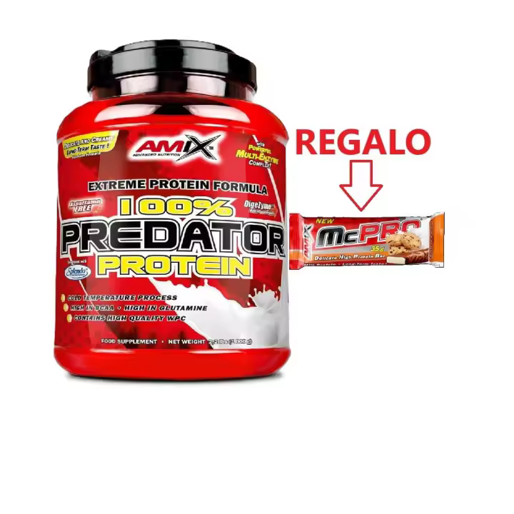 Proteína Predator de AMIX Nutrition Sabor Chocolate 1kg + Barrita Proteica Gratis para Crecimiento Muscular - 1