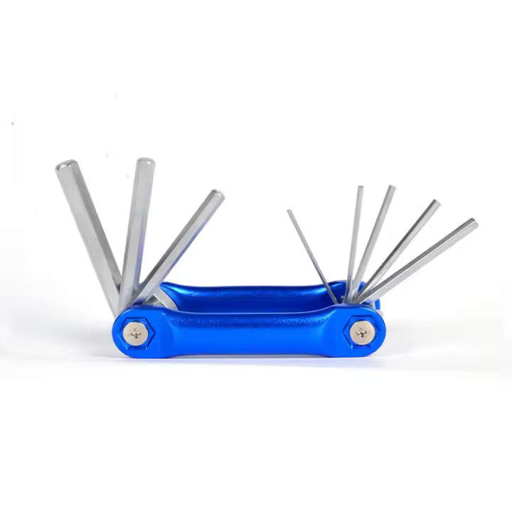 Juego De Llaves Hexagonales Plegables 8-1 Tamaños Métricos 1.5Mm-8Mm Acero Duradero Azul Y Plateado Para Herramientas De Reparación - 1