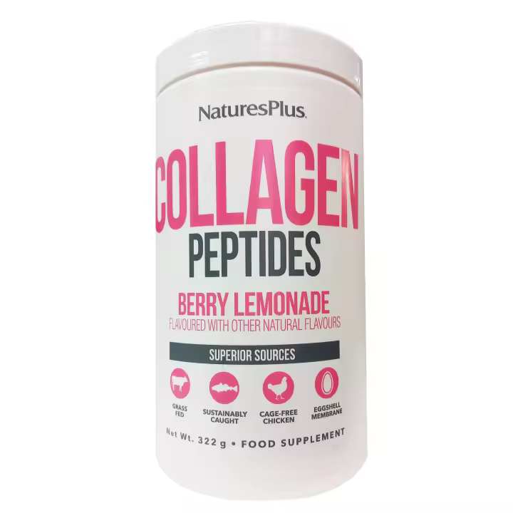 Natures Plus  Collagen Peptides Berry Lemonade - 322 g para aportar elasticidad a la piel y movilidad suave en las articulaciones - 1