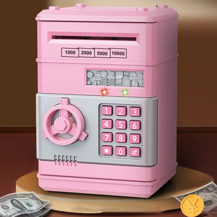 Caja De Ahorro Electrónica Mini Segura Con Código De Bloqueo Para Niños Caja De Monedas Con Cuenta Automática Y Llave De Bloqueo Regalo Para Niños - 1