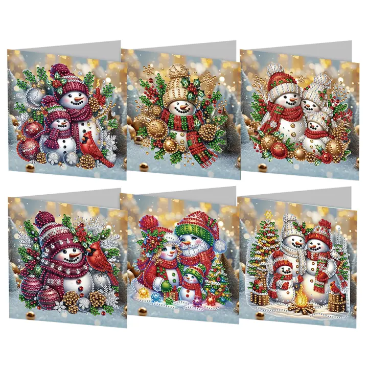 Tarjetas De Cumpleaños Hechas a Mano Con Diamantes 5D Rhinestone Arte De Artesanía Para Festival Y Navidad Pack De 12-4 Pcs - 1