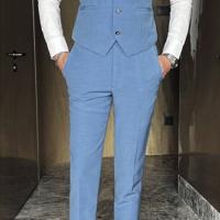 Traje Elegante Para Hombre Estilo Artístico Casual Vestido De Negocios Boda Traje Completo (chaqueta + Chaleco + Pantalones) - details 3