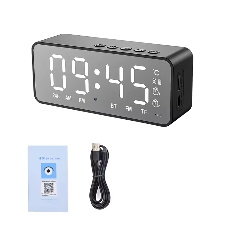 Cámara De Seguridad Doméstica Con Altavoz Bluetooth 2 En 1 WiFi Mini Cámara Music Player Memory Card De 64GB Integrada Vigilancia Nanny - 1