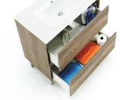 Mueble de baño DAKOTA 80 cm con 2 cajones, 4 patas de aluminio anodizado y espejo incluido, acabado Nordik, con sistema So Close en guías de cajones, salva-sifón en cajón superior, clasificación E1 - details 2