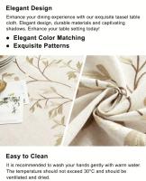 Elegant Linen Tablecloth with Feather Design - Washable - Perfect for Picnics, Camping, Weddings, Holiday Parties, Thanksgiving, Restaurants and Buffets - Rectangular, Machine Woven - details 1