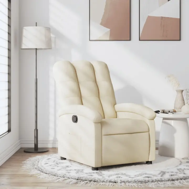 vidaXL Sillón reclinable de tela crema - 1