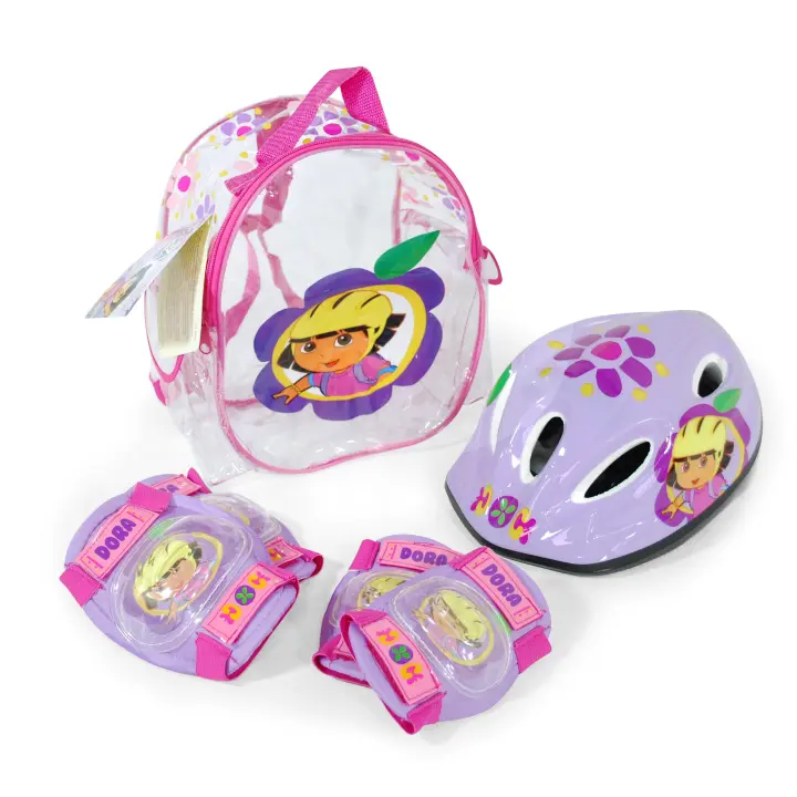 Mochila de Casco y Protecciones, con diseños exclusivos de Dora la Exploradora (8139) Incluye divertida mochila. Protecciones para rodillas y codos. Set para principiantes. Calidad al mejor precio. De acuerdo a la normativa CE. +3 años - 1