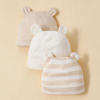 Gorros Unisex Para Bebés 3 Piezas Algodón 100% Suave Y Cómodo Moda Minimalista Abrigo De Invierno Talla Fitted 0-12 Meses Color Abricot - details 0