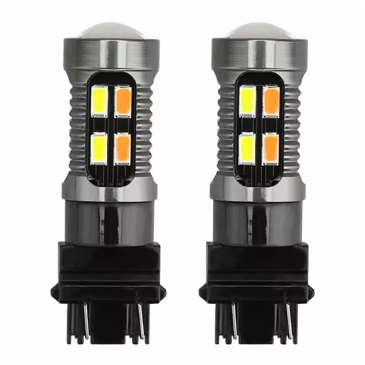 2 bombillas LED de dos colores T25 3157 P27-7W 5630 20SMD Canbus para luz de freno y marcha atrás de coche, intermitentes - 1