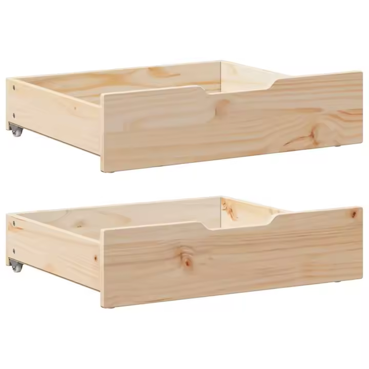 Cajones debajo de cama con ruedas 2 uds madera maciza de pino - 1