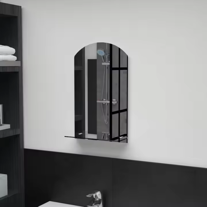 vidaXL Espejo de pared con estante de vidrio templado 30x50 cm - 1