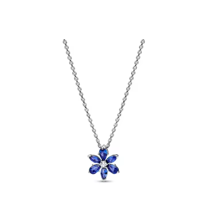 PANDORA Collar con colgante de flor brillante, collar de cuentas DIY, regalo de cumpleaños para novia, 392387C02, 45 cm - 1