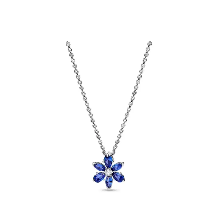 PANDORA Collar con colgante de flor brillante, collar de cuentas DIY, regalo de cumpleaños para novia, 392387C02, 45 cm - 1
