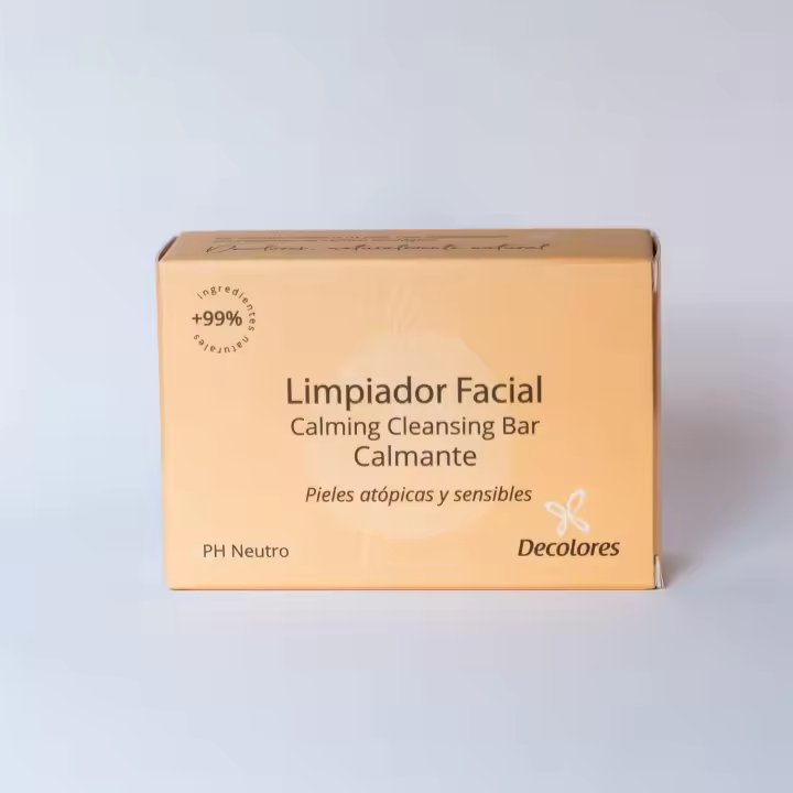 Limpiador Facial Sólido - Para Piel Sensible - 80 g - Pastilla - 100% Natural - Con Calendula y manzanilla- Acción Calmante - Syndet - Sin Jabón - Ecológico - 1