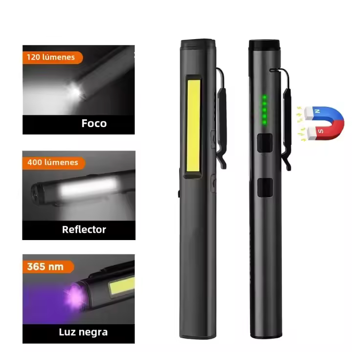 Linterna De Emergencia Multifuncional Recargable Con Pluma LED 4 En 1 Luz UV De 365nm Y Magnetismo Para Reparación Y Trabajo - 1