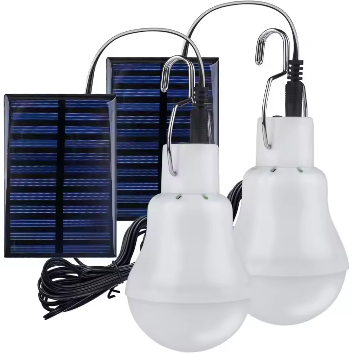 2 Portable Solar Camping Light, LED Solar Light Bulb Solar Emergency Lamp Light Garden Lantern Solar Lighting with Hook Light Bulb Panel for Camping, Fishing, Hiking, Indoor - 1