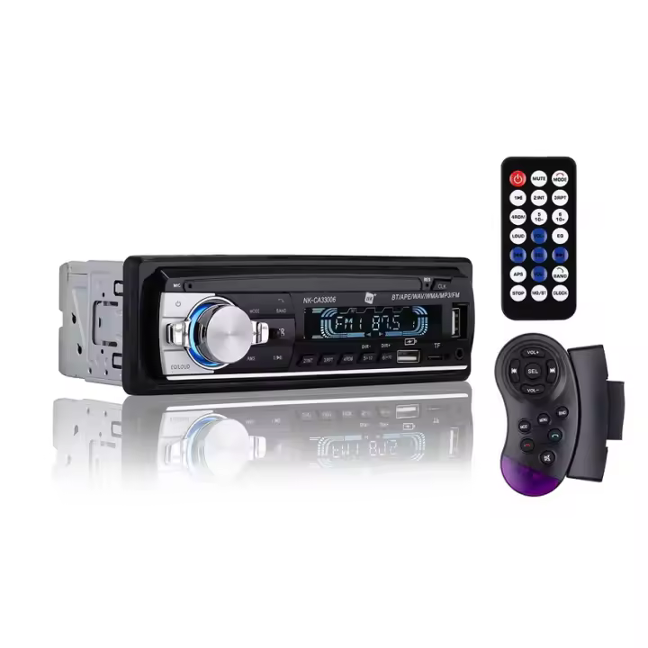 NK Auto Radio Coche con RDS - 1 DIN - 4x40W - Bluetooth 5.0, Función AUX, Reproductor MP3 y x2 USB, FM Sonido Estéreo, Manos Libres, Mando para Control Remoto, Pantalla LCD, iOS & Android (eMark) - 1