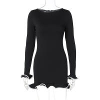 Vestidos Elegantes Para Mujer Con Cuello Redondo Y Manga Larga Slim Casual En Rosa Negro Blanco Vestidos Cortos Chic Para Fiesta Y Calle - details 15