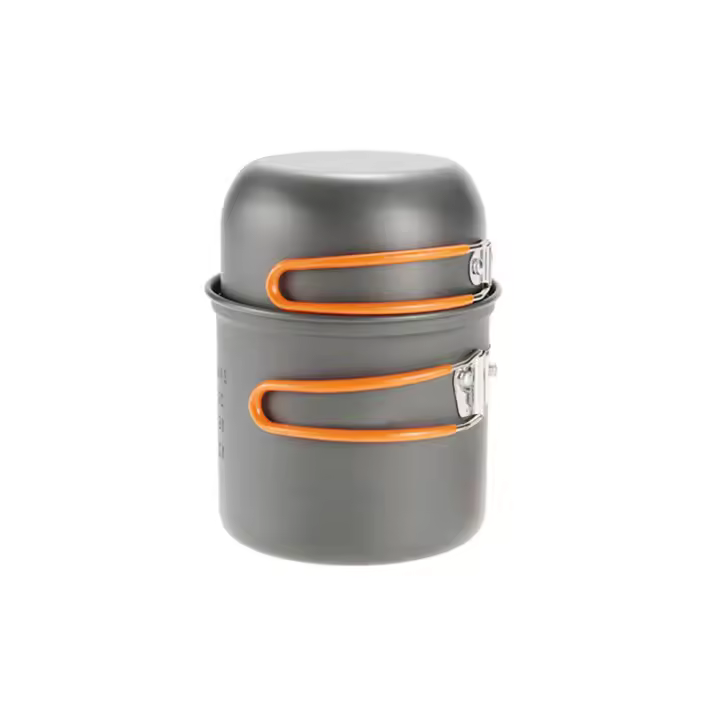Cocina Exterior Arce Inoxidable Kit, Juego de Ollas Camping 1-2 Personas | Aluminio Anodizado 0,8mm + Arce Inóxido | ¡Resistente al Calor! - 1