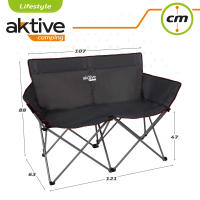 Aktive - Sofá plegable camping para 2 personas, 107x63x88 cm, fabricado de acero y polietileno, con topes para terrenos blandos, máx. 220 kg (110 kg cada asiento), incluye funda, sofás plegables, accesorios camping - details 5