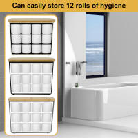 Cesta De Papel Toiletto Con Tapa Organizador De Almacenamiento Para Baño Soporte Libre Para 12 Rolls De Papel Higiénico Ecológico De Madera Rectangular - details 0