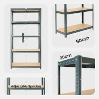 AREBOS Estantería Metálica 180x90x30 Cm - 875 Kg - 5 Baldas - Negro - details 6