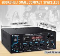 Sunbuck Amplificador Audio, 110V Amplificador HiFi Bluetooth, Receptor de Audio de Potencia de Sonido de Doble Canal de 180 W con USB, Tarjeta SD, Radio FM para Altavoces domésticos (AS-29BU) - details 2