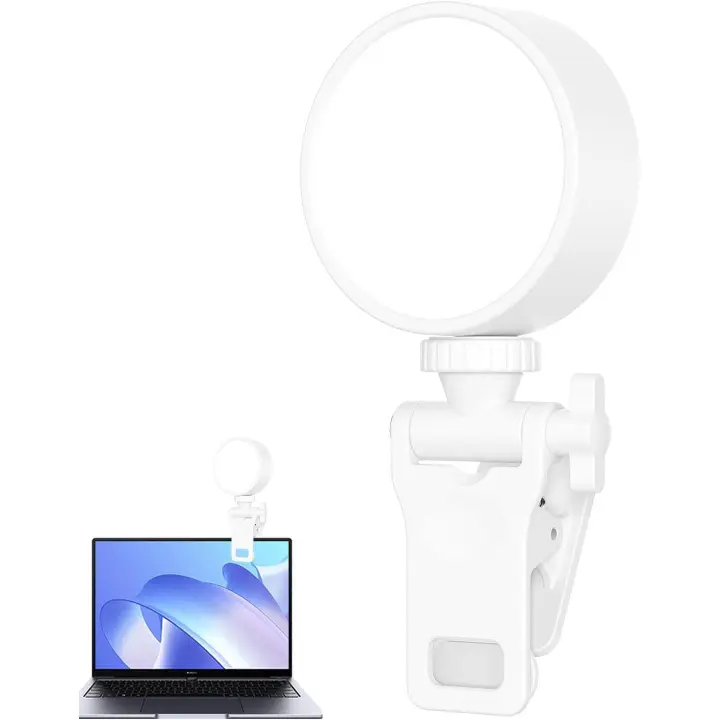 Anillo de Luz con Clip para computadora portátil | Luz de transmisión LED - Anillo de Luz portátil para teléfono videoconferencia, Transmisión en, Luz LED PA - 1