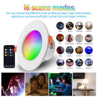 Tuya Bluetooth Smart Downlight LED De Color Completo Control Remoto 10W Luz Baja Revestimiento Plástico Para Techo Recubierto - details 4