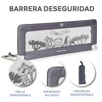 ms - Barandilla de Seguridad para niños portávtil, Barrera de Cama de Viaje, Plegable y portátil, fijación Segura, 150 Cm, Blanco. - details 1