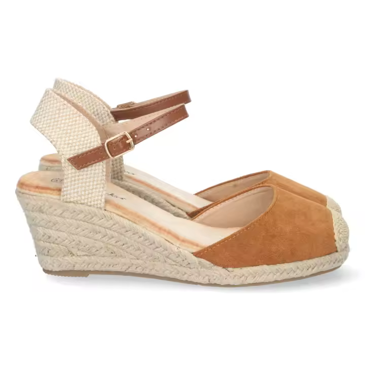 PuntoSalao Sandalias de cuña media en yute mujer color camel - 1