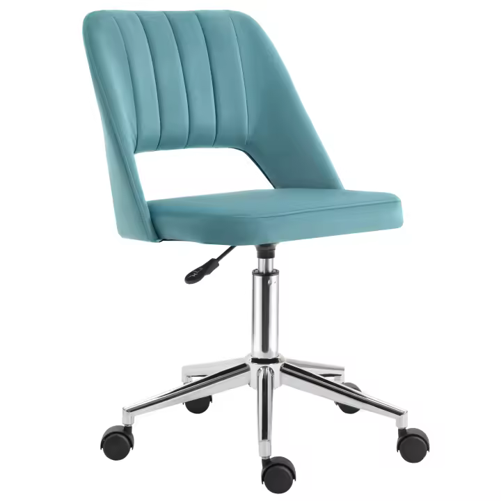Vinsetto Silla de oficina de diseño contemporáneo Vinsetto giratoria 360° respaldo ventilado ergonómico acanalado altura ajustable tapizado de terciopelo 49 x 60 x 91 cm - 1