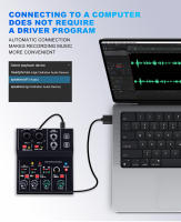Tarjeta De Sonido Bluetooth Q-12 Con Mixer De 4 Canales Y 48V Para Sistema De Escritorio Estéreo Interfaz De Conexión Para Computadora - details 3