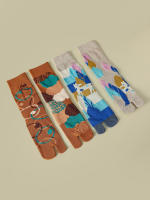 Calcetines De Joven Para Mujer Diseño Divertido Y Coloreado Con Puño Split Algodón Poliéster Spandex Medio Tobillo Estilo Harajuku AB Tabi Calcetines - details 16