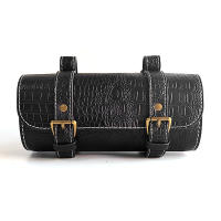 Nueva Bolsa De Herramientas De Motocicleta Retro De Cuero Genuino Con Estampado De Cocodrilo Impermeable Y Resistente Al Desgaste Para Motorbike Tamaño 21x9x9cm Color Negro - details 4