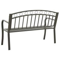 vidaXL Banco de jardín acero gris 120 cm - details 3
