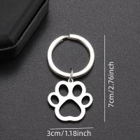 Llavero De Acero Inoxidable Con Diseño De Patas De Perro De Dibujos Animados Colgante De Moda Para Llaveros De Coche Joyería Regalos Color Plata - details 2