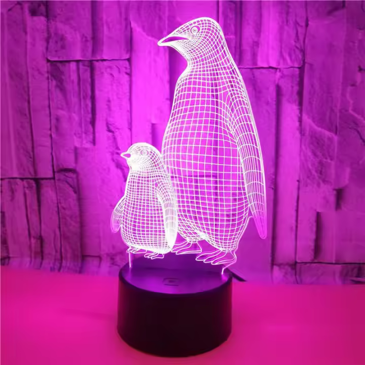 Lámpara De Noche Penguin 3D Para Niños Con 16 Colores Cambiantes Decoración Para Dormitorio Ilusión Animal Regalo De Cumpleaños Para Niño Y Niña - 1